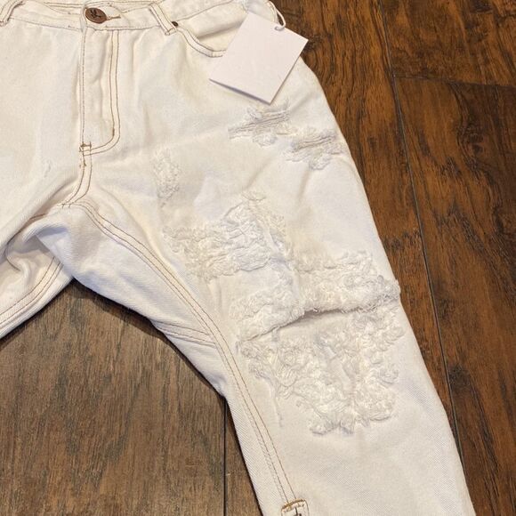 one x one teaspoon cropped white distressed jeans size 25 NWT - Picture 4 of 12